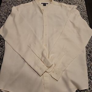 John Henry Dress Shirt Men L Cream Rayon/Poly Button‎  L/S